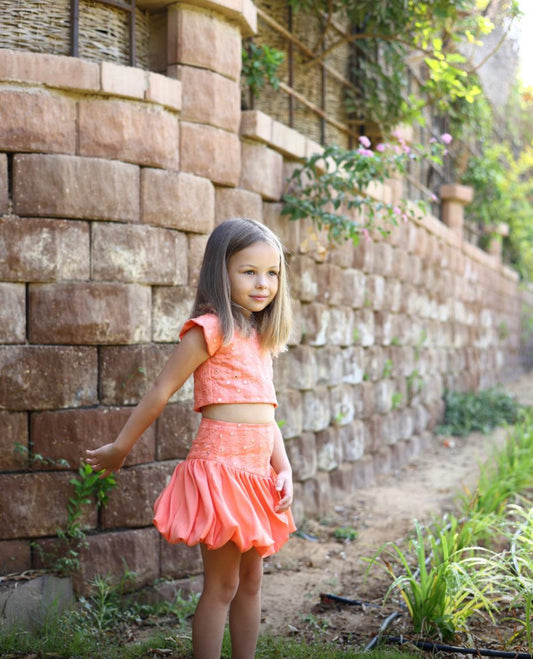 “The Peachy Mirror Skirt Puff Set”
