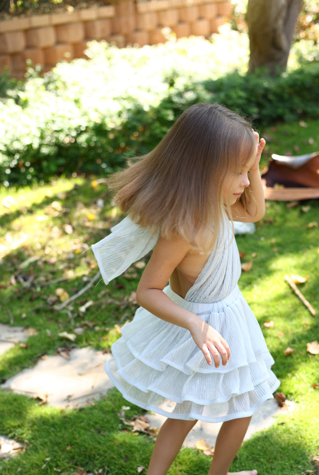 “The Silver Shimmery Flowy Dress”