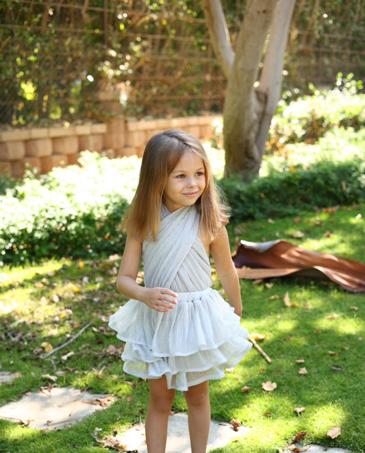 “The Silver Shimmery Flowy Dress”