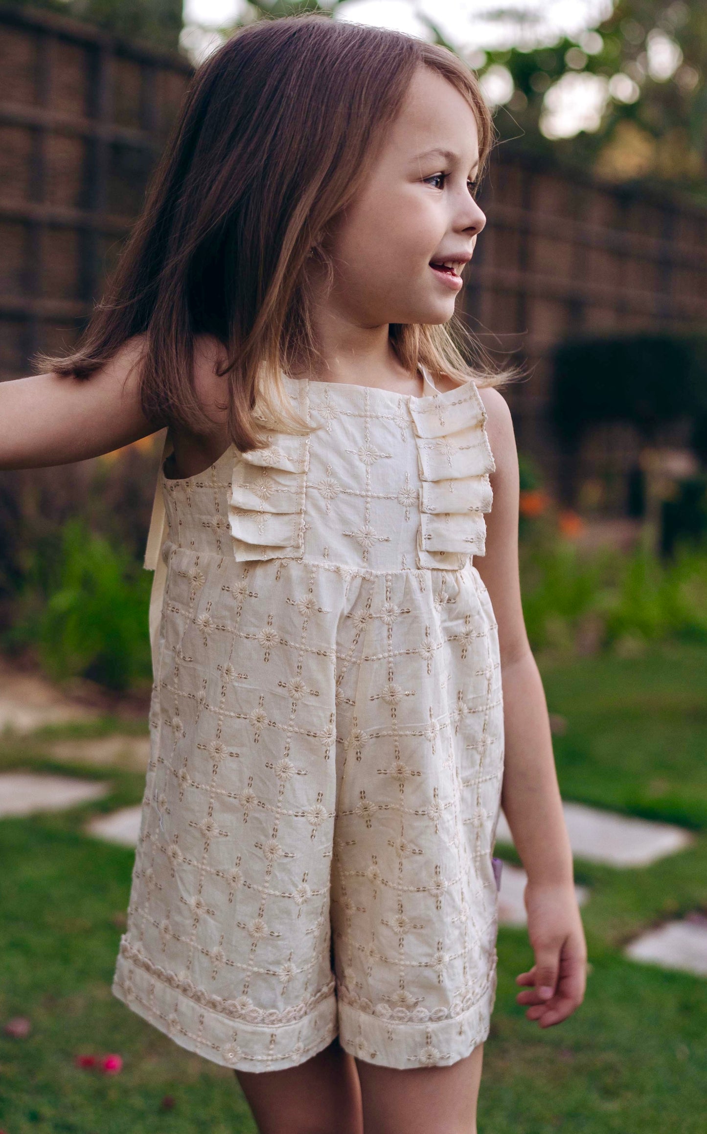 “The Golden Embroidery Romper”