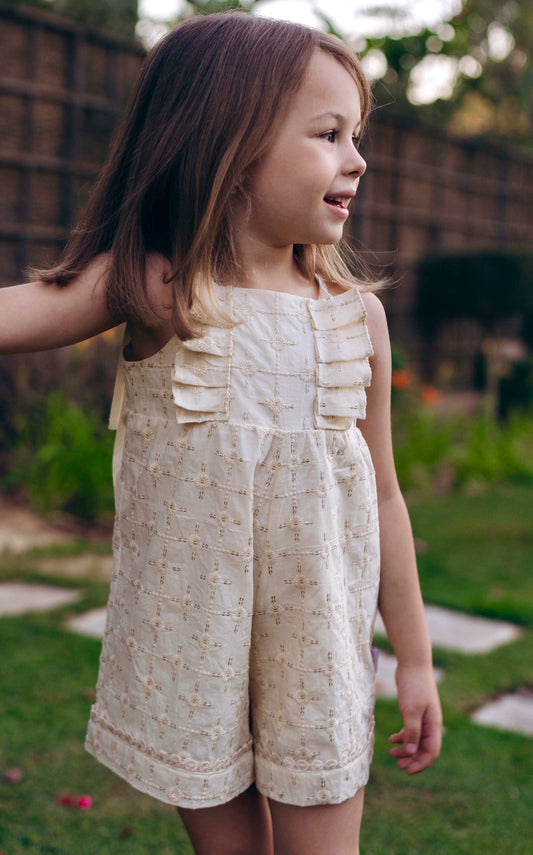 “The Golden Embroidery Romper”