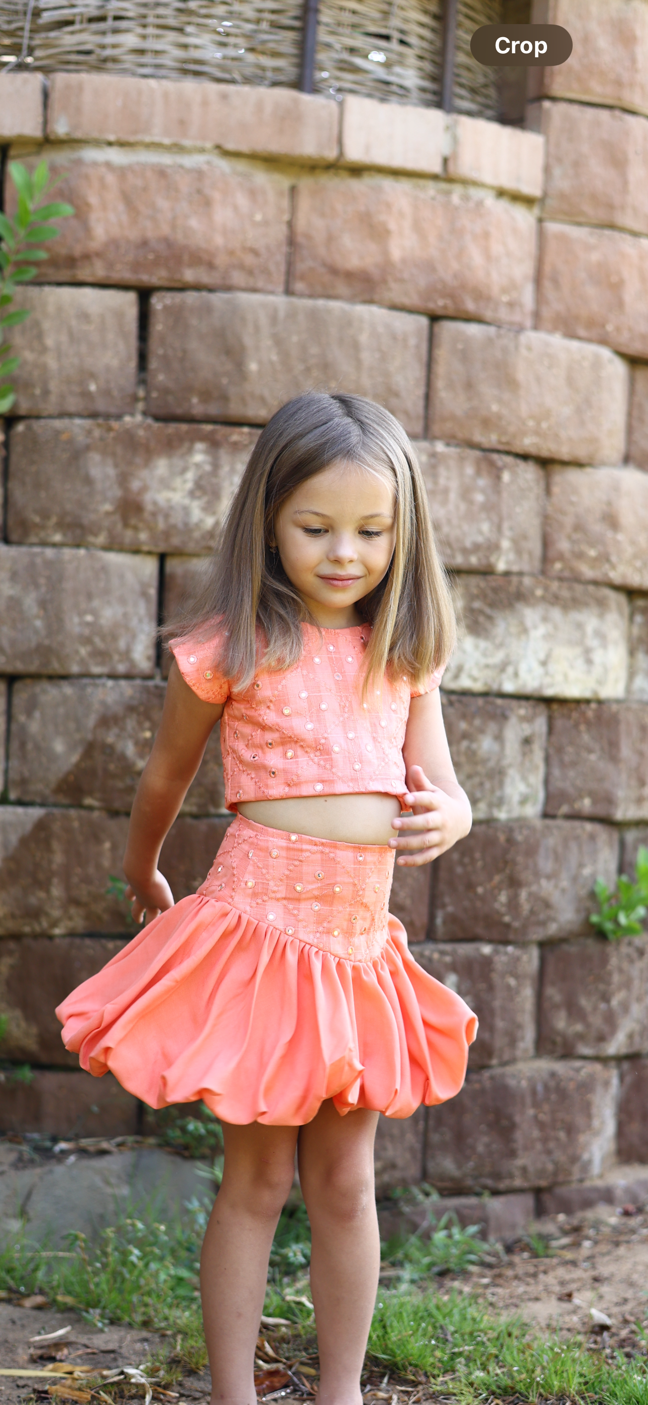 “The Peachy Mirror Skirt Puff Set”