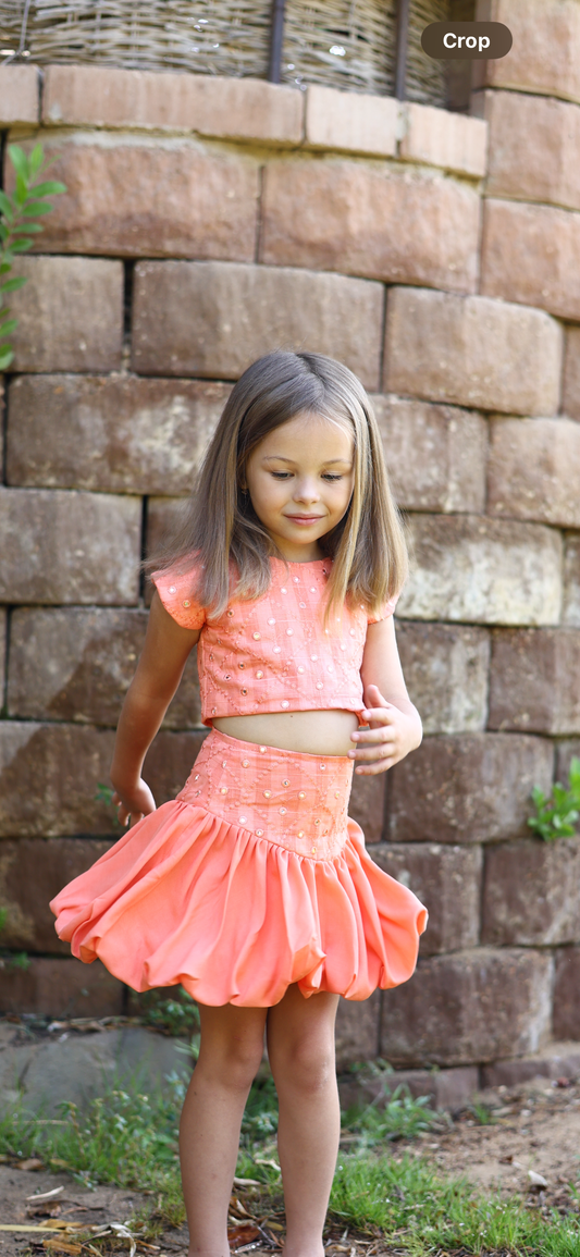 “The Peachy Mirror Skirt Puff Set”