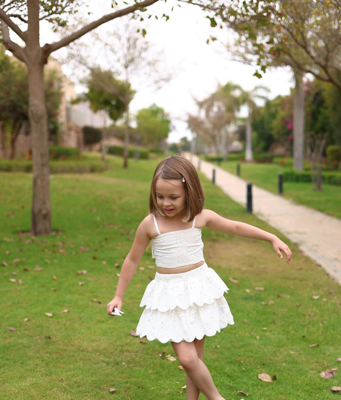 The White Embroidery Ruffled Set