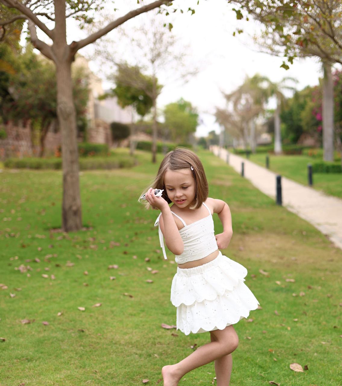 The White Embroidery Ruffled Set