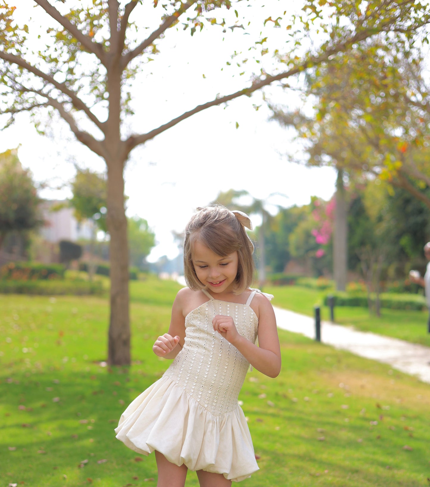 The Offwhite Mirror Embroidery Dress (Indian Embroidery Fabric Exclusively Designed For Darlings and Co)